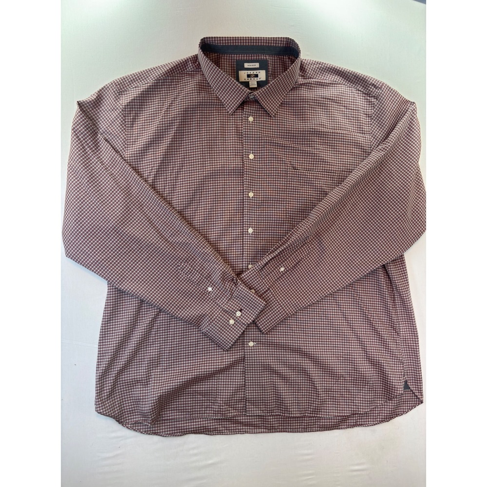 Joseph Abboud Mens 6XLT Non-Iron Cotton Button Down Shirt Burgundy Micro Check